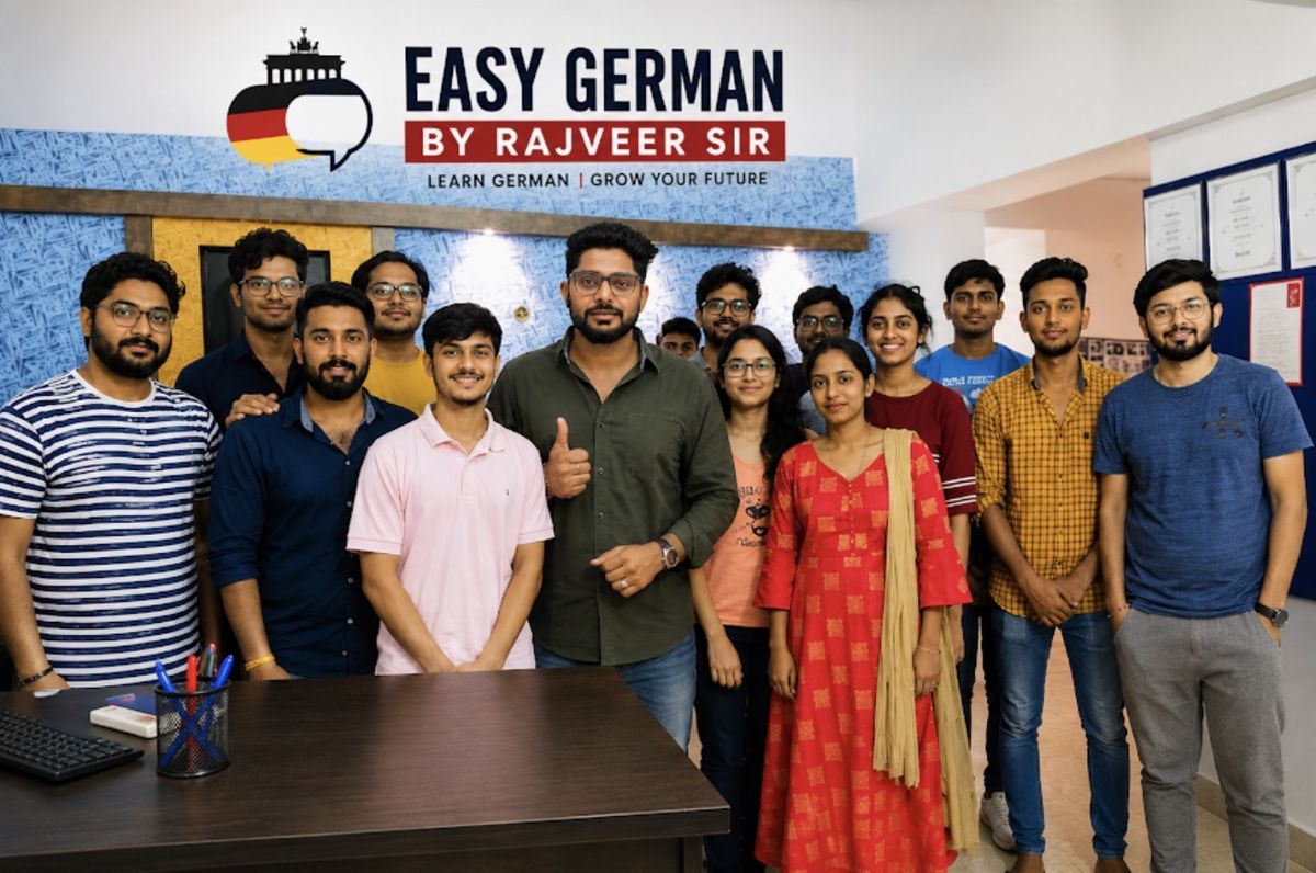 Rajveer Sir with students at the Easy German institute